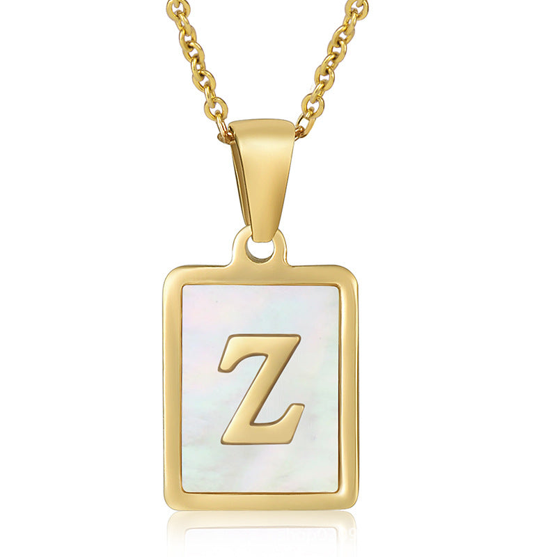Wholesale Titanium Steel Shell Alphabet 18K Gold Necklace